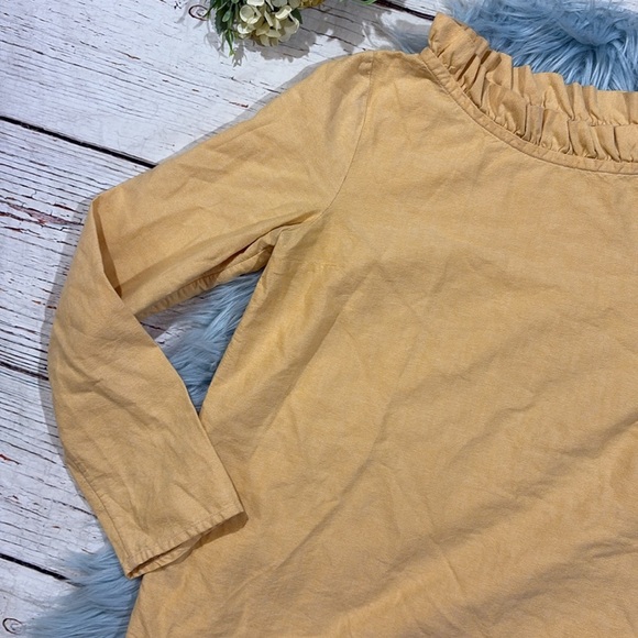 COS Orange Ruffle Neck Poplin Cotton Long Sleeve Top - Picture 3 of 8